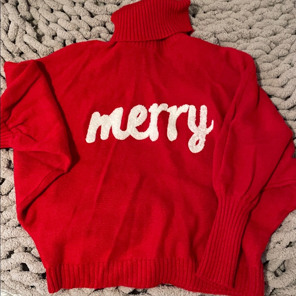 Red 'Merry' Turtleneck Sweater